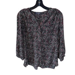NYDJ Black and White Blouse with Red Accents